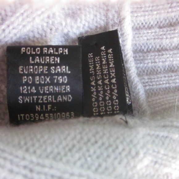 Ralph Lauren Black Label Cabled V-Neck Cashmere Pullover Slim Fit Size S Lt Gray - Picture 11 of 11